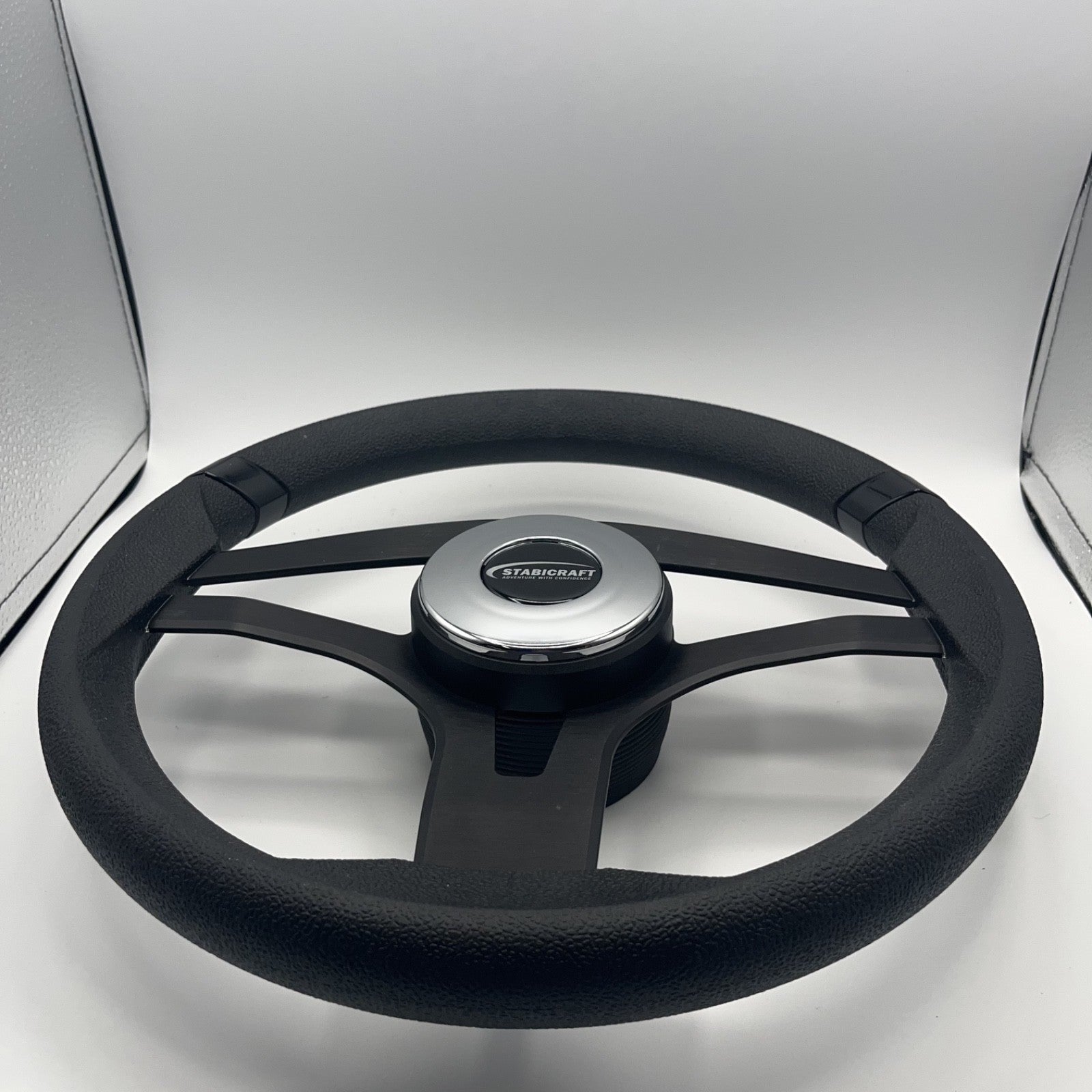 Badia Boat Steering Wheel Brushed Black Aluminum Spokes | Stabicraft