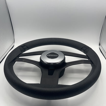 Badia Boat Steering Wheel Brushed Black Aluminum Spokes | Stabicraft