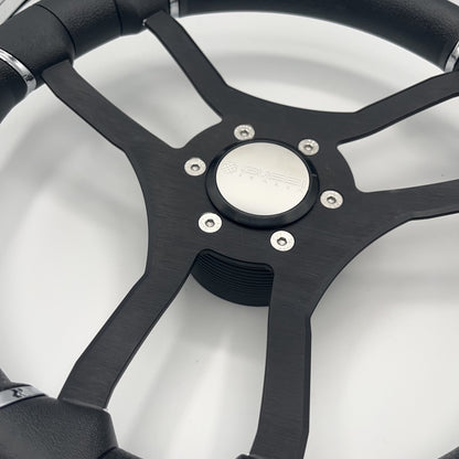 Malera Boat Steering Wheel Black Aluminum Spokes | Gussi Snap-in