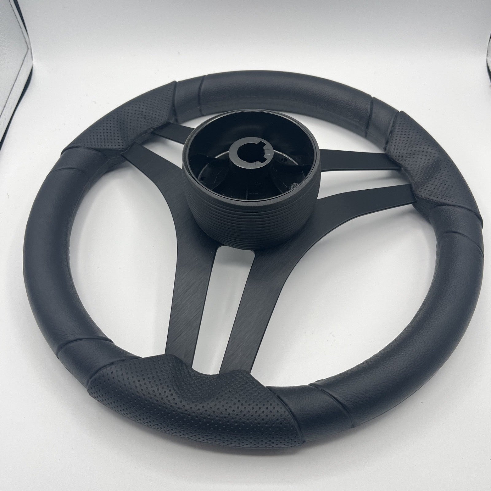 Molinara Marine Steering Wheel Black Brushed Alum Spokes | Bennington