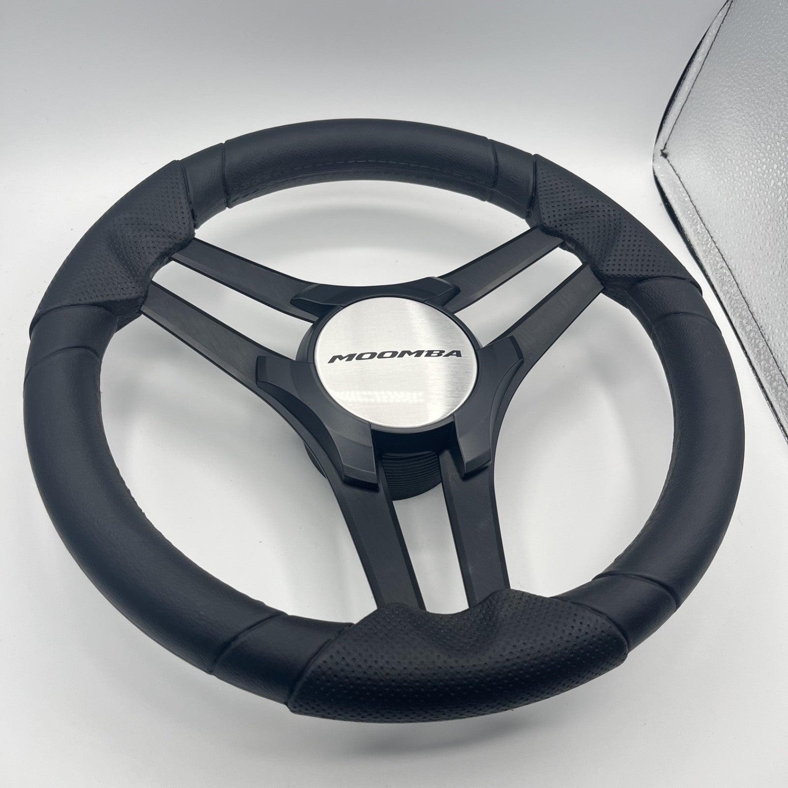 Molinara Marine Steering Wheel Black Brushed Alum Spokes | Moomba