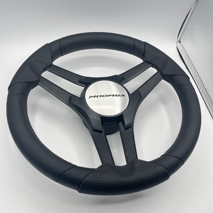 Molinara Marine Steering Wheel Black Brushed Alum Spokes | Moomba