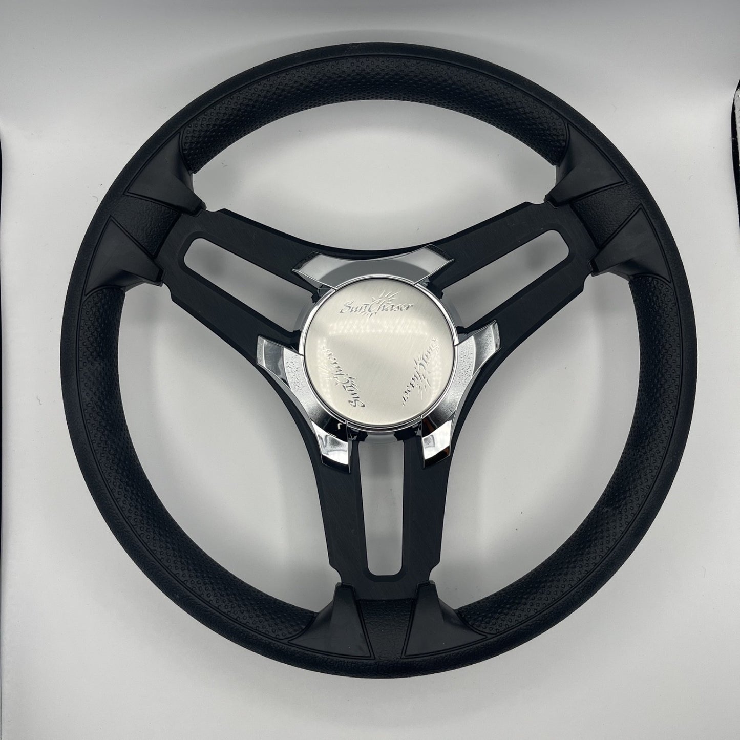 Gussi Italia Marine Steering Wheel Black Brush Metal Spokes | Sun Chaser