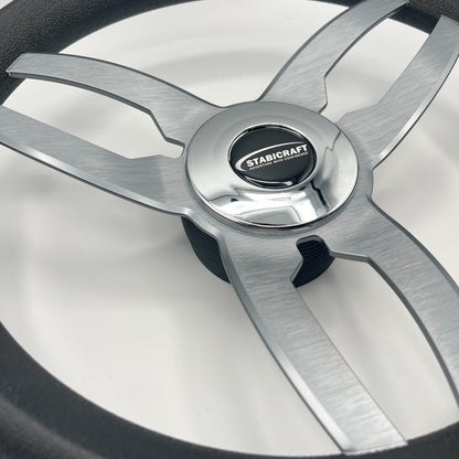 Cabrio Boat Steering Wheel Gray Brushed Alum Spoke | StabiCraft