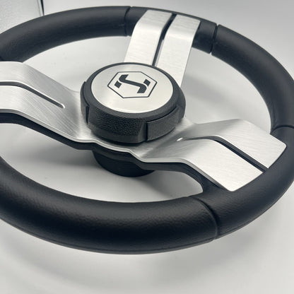 Gussi Italia Boat Steering Wheel Black Aluminum Spoke | Harris