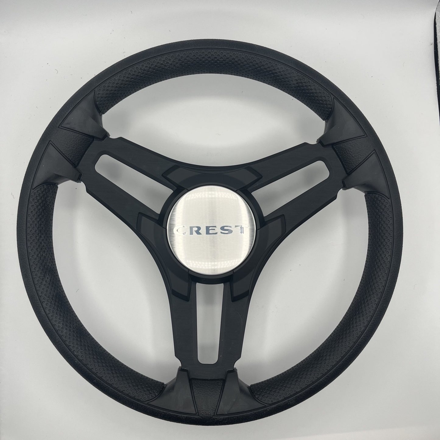 Gussi Italia Marine Steering Wheel Black Brush Metal Spokes | Crest