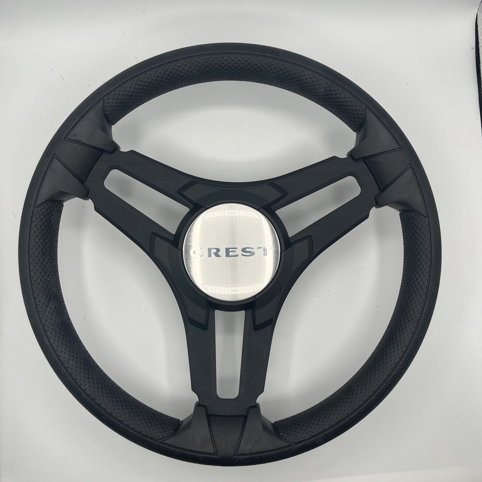 Gussi Italia Marine Steering Wheel Black Brush Metal Spokes | Crest