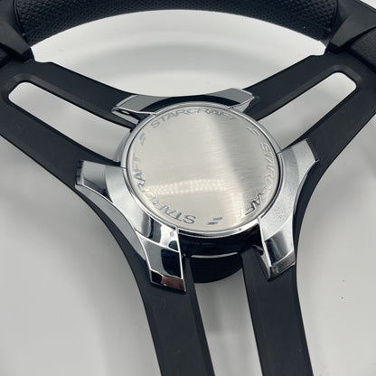 Gussi Italia Marine Steering Wheel Black Brush Metal Spokes | Starcraft