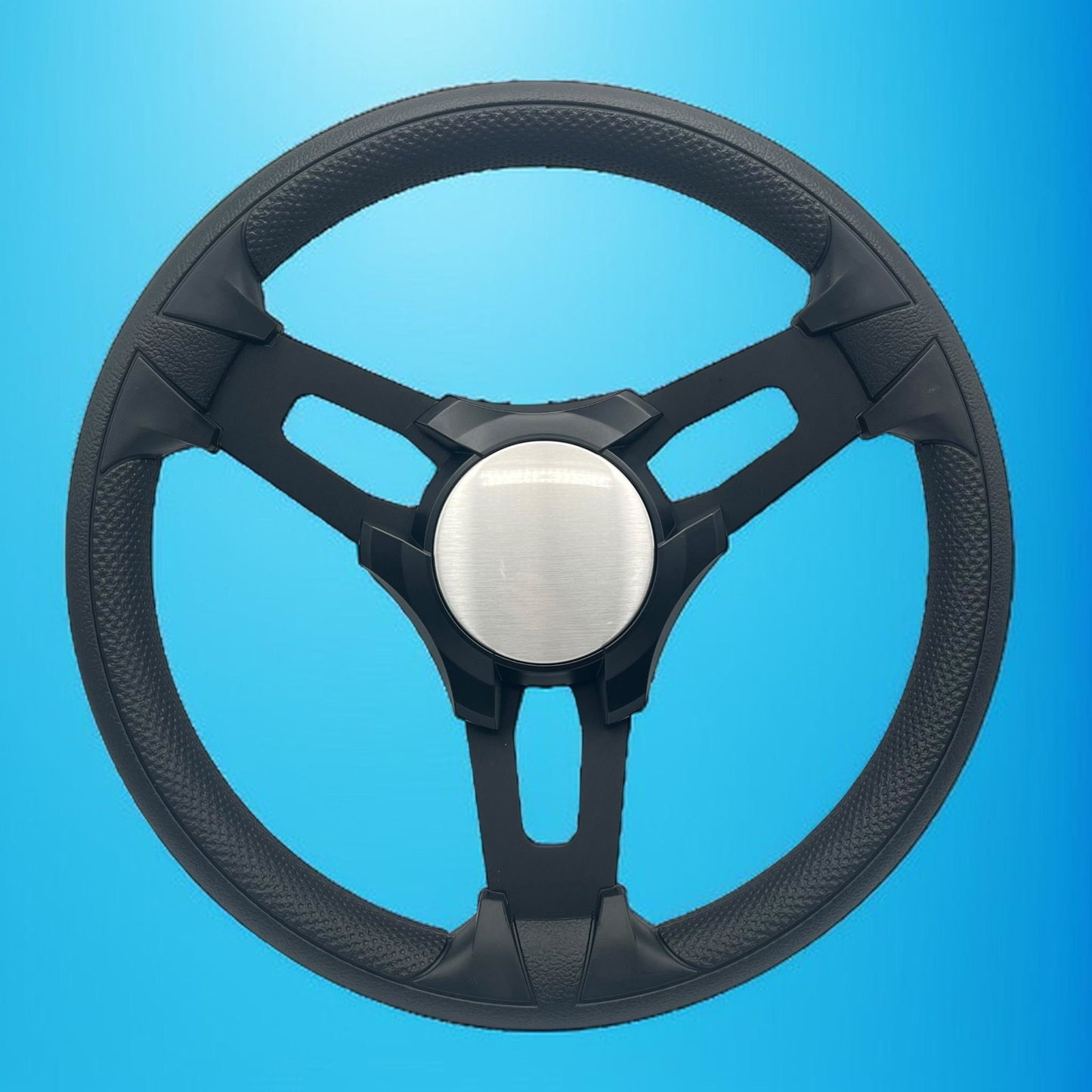 Gussi Italia Boat Model 15 Steering Wheel Black Brushed Alum Spokes |BlackPlain