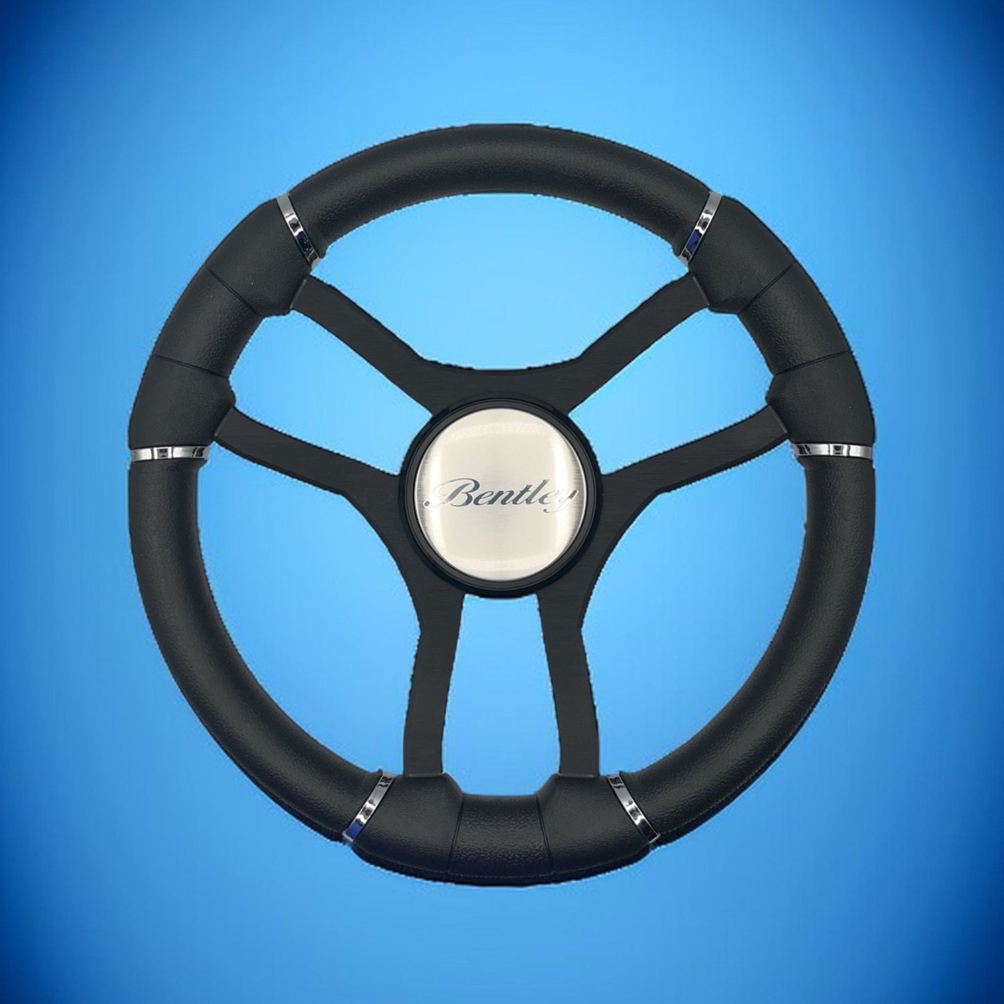 Malera Boat Steering Wheel Black Aluminum Spokes | Bentley