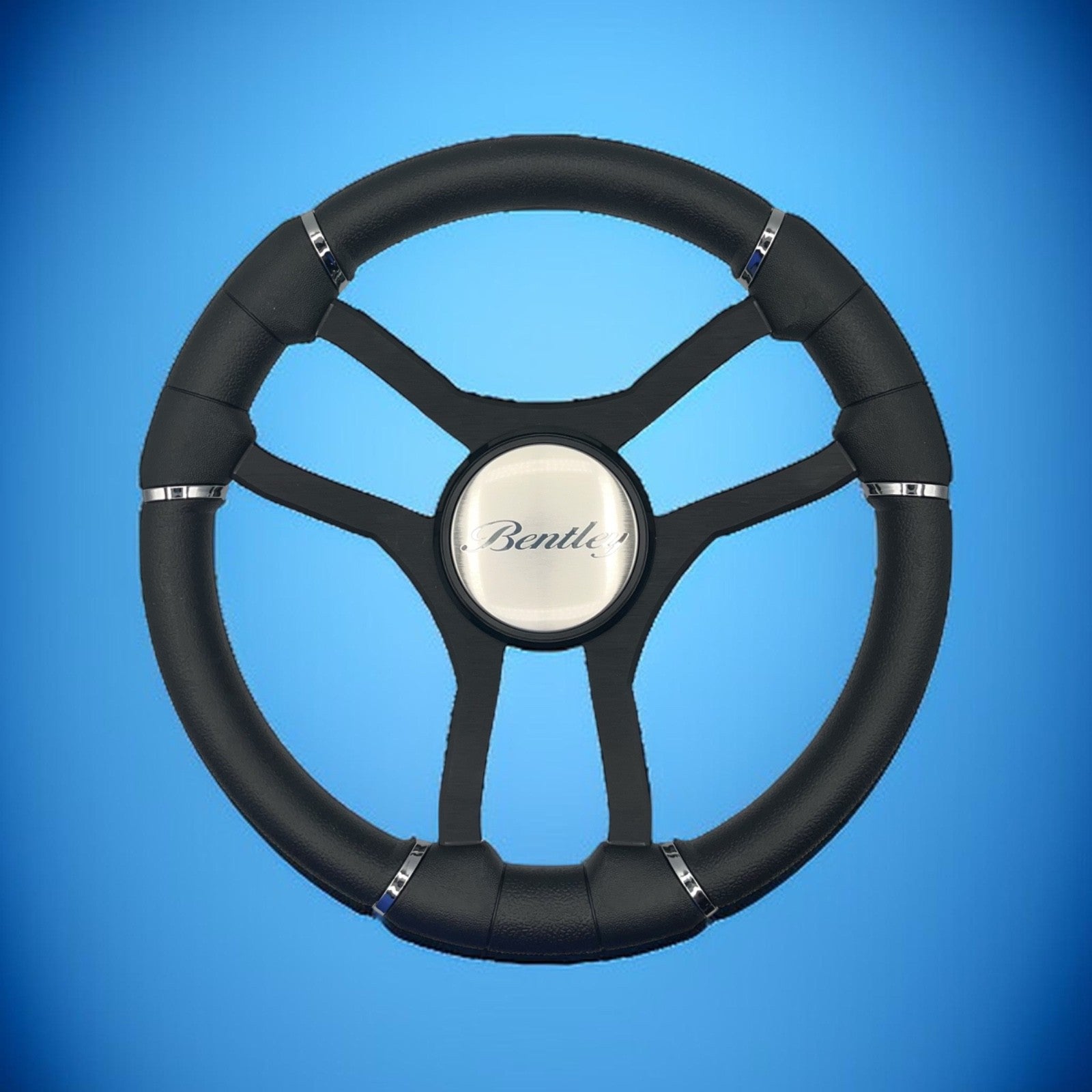 Malera Boat Steering Wheel Black Aluminum Spokes | Bentley