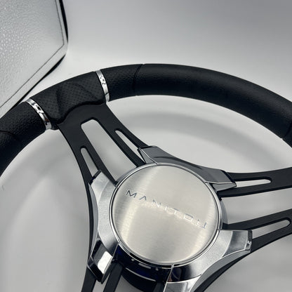 Gussi Italia Boat Steering Wheel Black Brushed Alum Spokes | Manitou