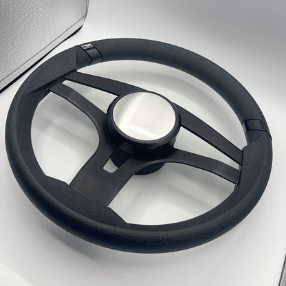Badia Boat Steering Wheel Brushed Black Aluminum Spokes - Plain