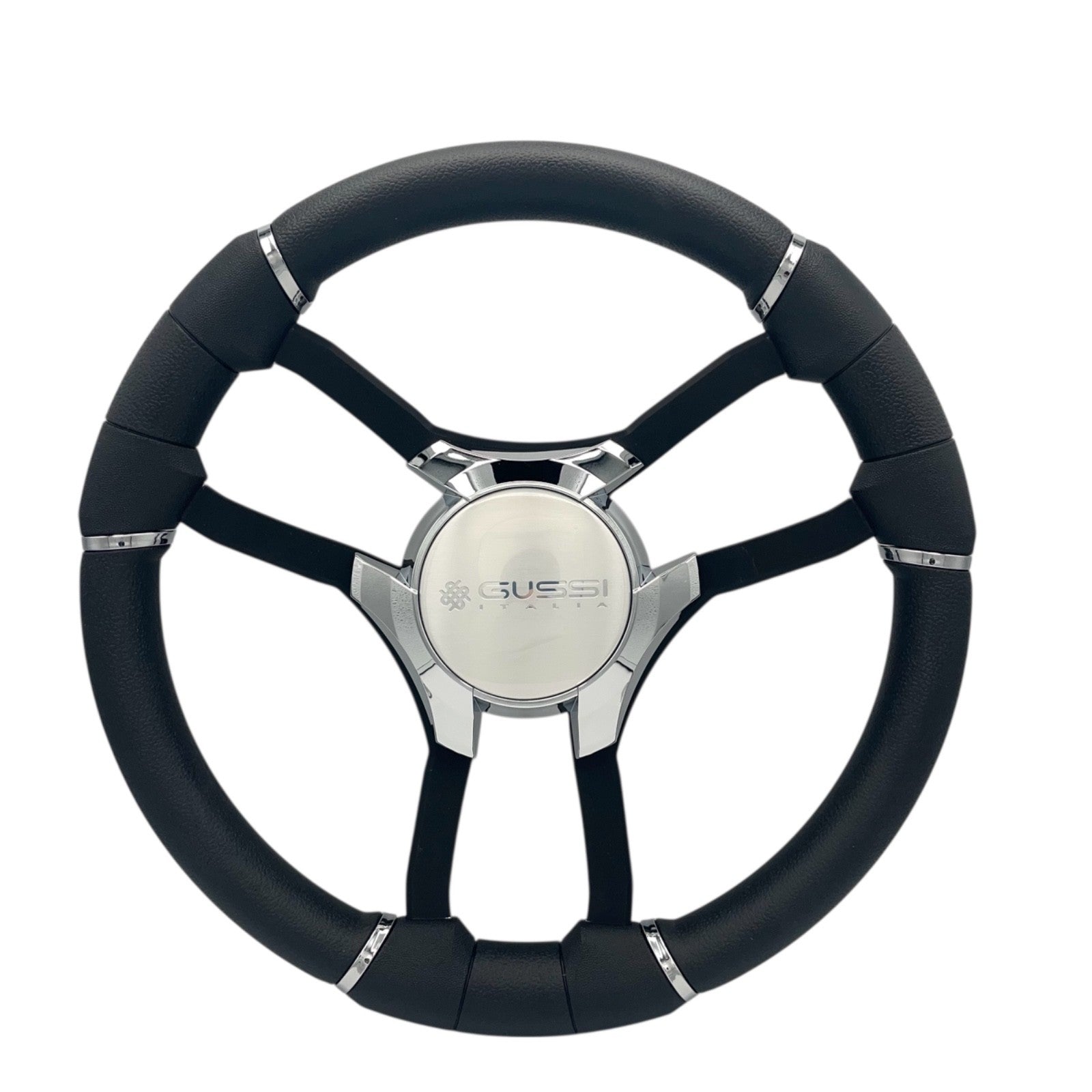 Malera Boat Steering Wheel Black Aluminum Spokes