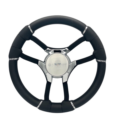 Malera Boat Steering Wheel Black Aluminum Spokes