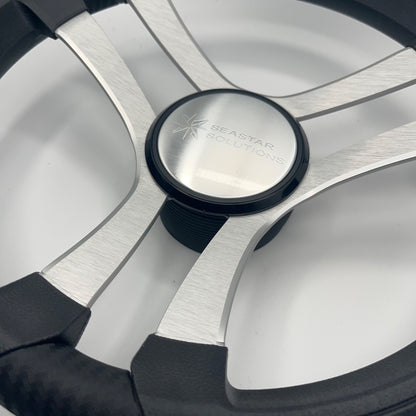 Benaco Boat Steering Wheel Brushed Aluminum Spokes | Seastar Solutions