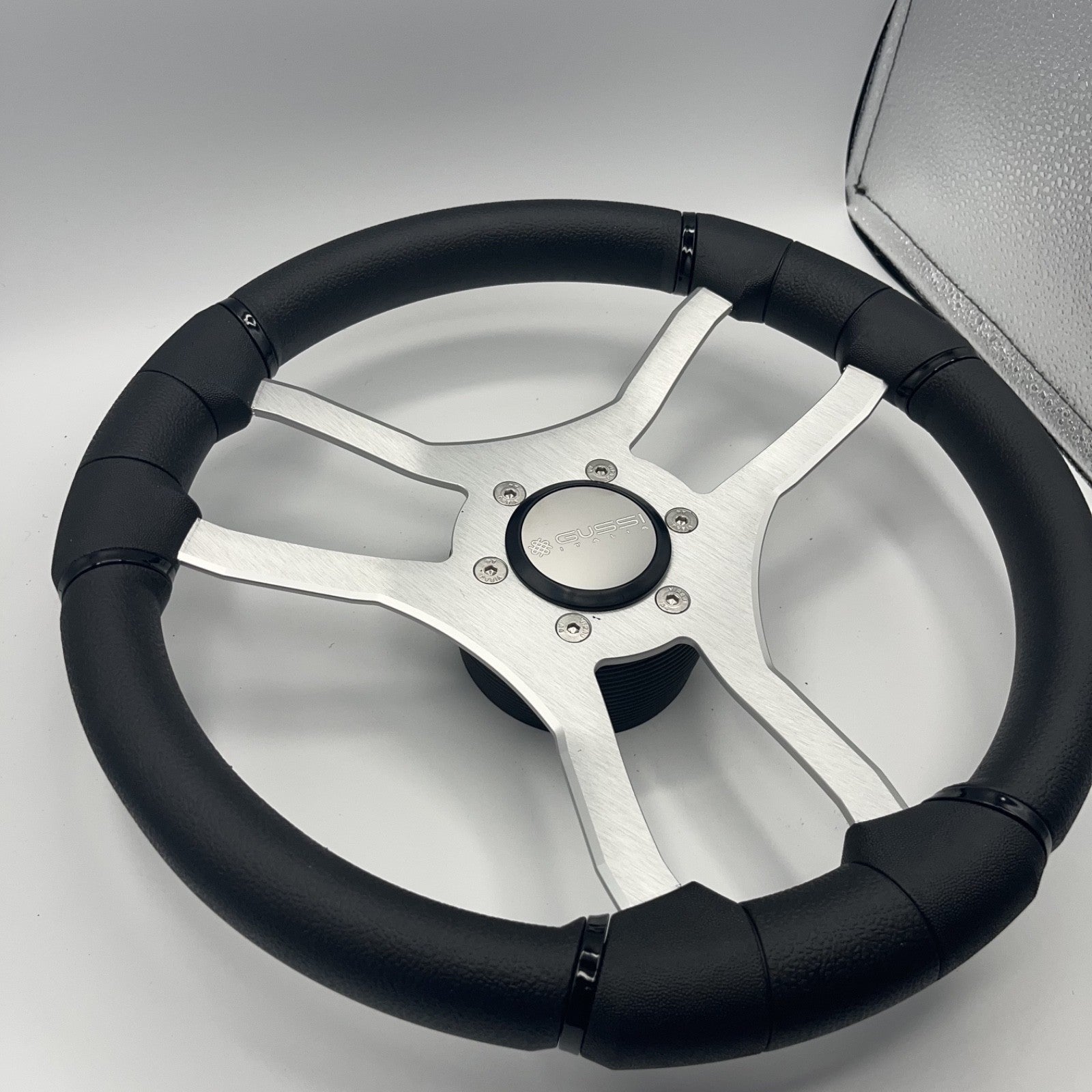 Malera Boat Steering Wheel Brushed Aluminum Spokes | Gussi Snap-in