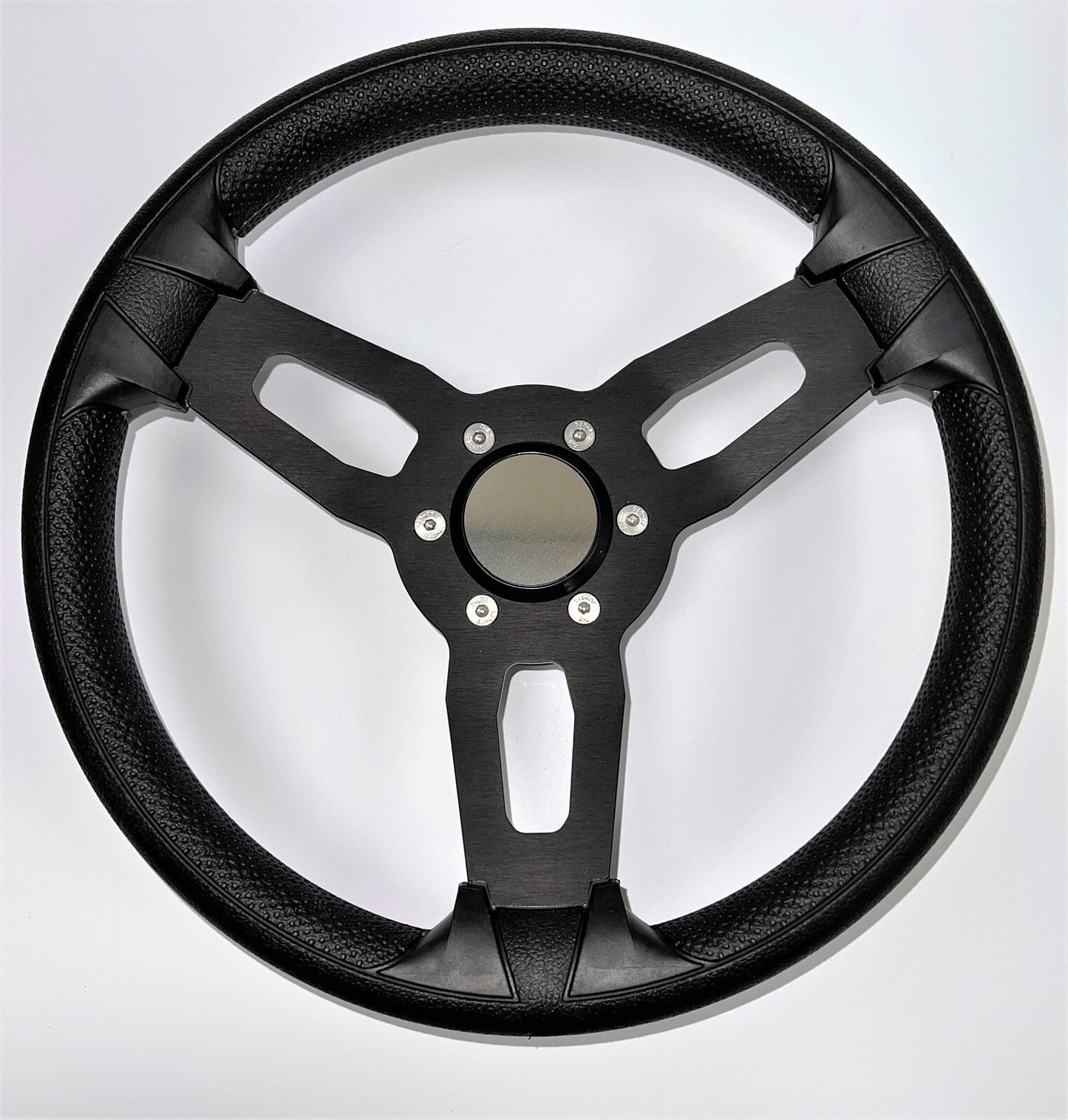 Model 15 Marine Steering Wheel Black Brushed Aluminum Spokes | Metal Blank