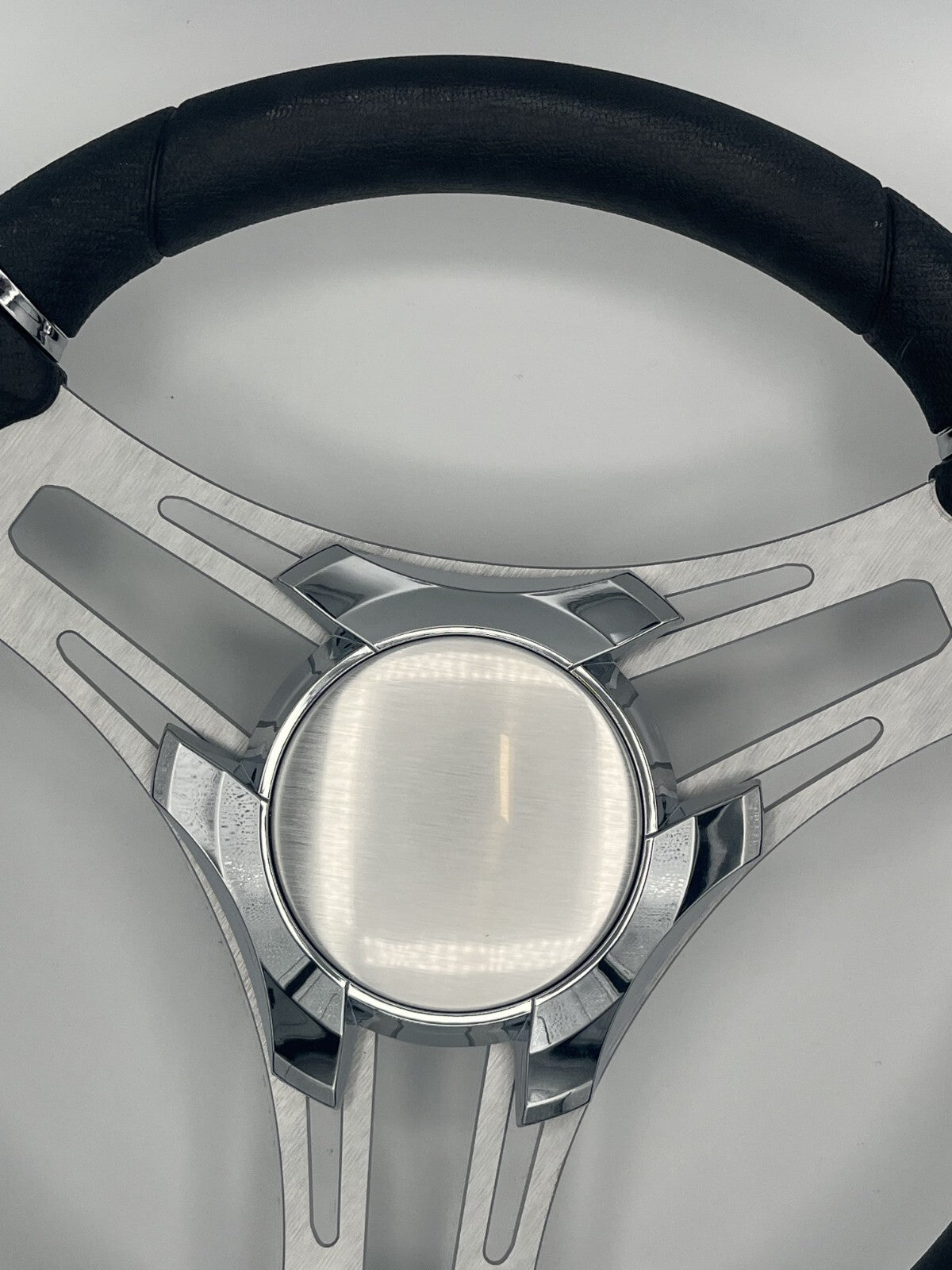 Verona Boat Steering Wheel Gray Brushed Aluminum Spokes
