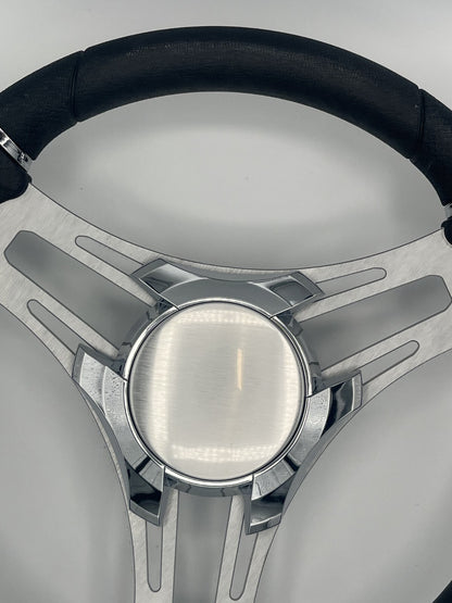 Verona Boat Steering Wheel Gray Brushed Aluminum Spokes