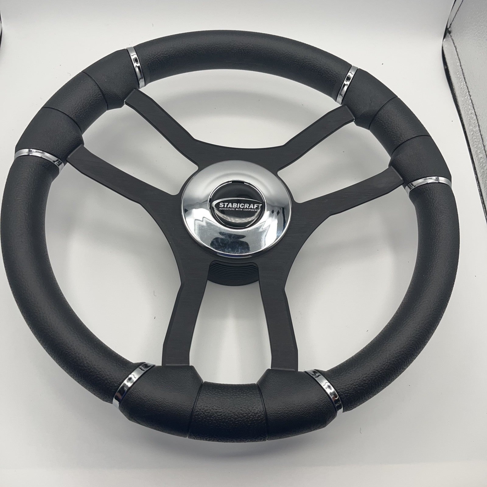 Malera Boat Steering Wheel Black Aluminum Spokes | Stabicraft