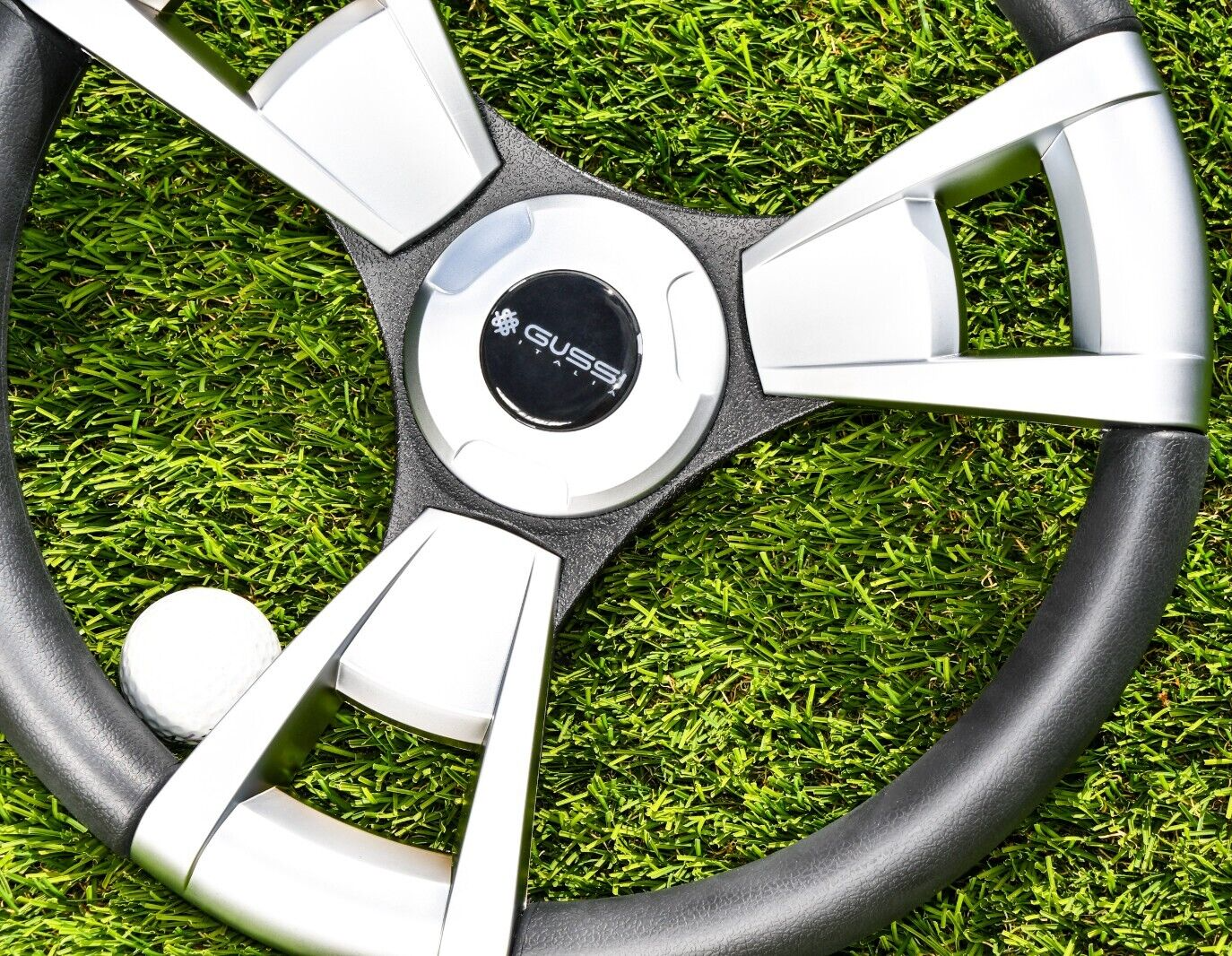 Model M13B Black & Silver Steering Wheel fits CLUB CAR PRECEDENT Golf Carts