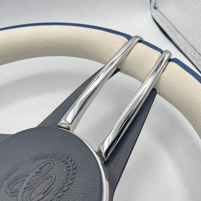 Cobalt Boat Steering Wheel Stainless Steel Spoke Blue Leather Rim | Cobalt Logo
