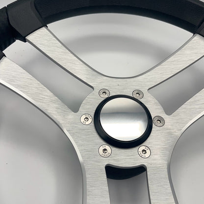 Benaco Boat Steering Wheel Brushed Aluminum Spokes | Blank Snap-in