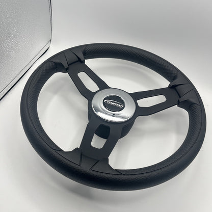Gussi Italia Boat Model 15 Steering Wheel Black Brushed Alum Spokes | Stabicraft
