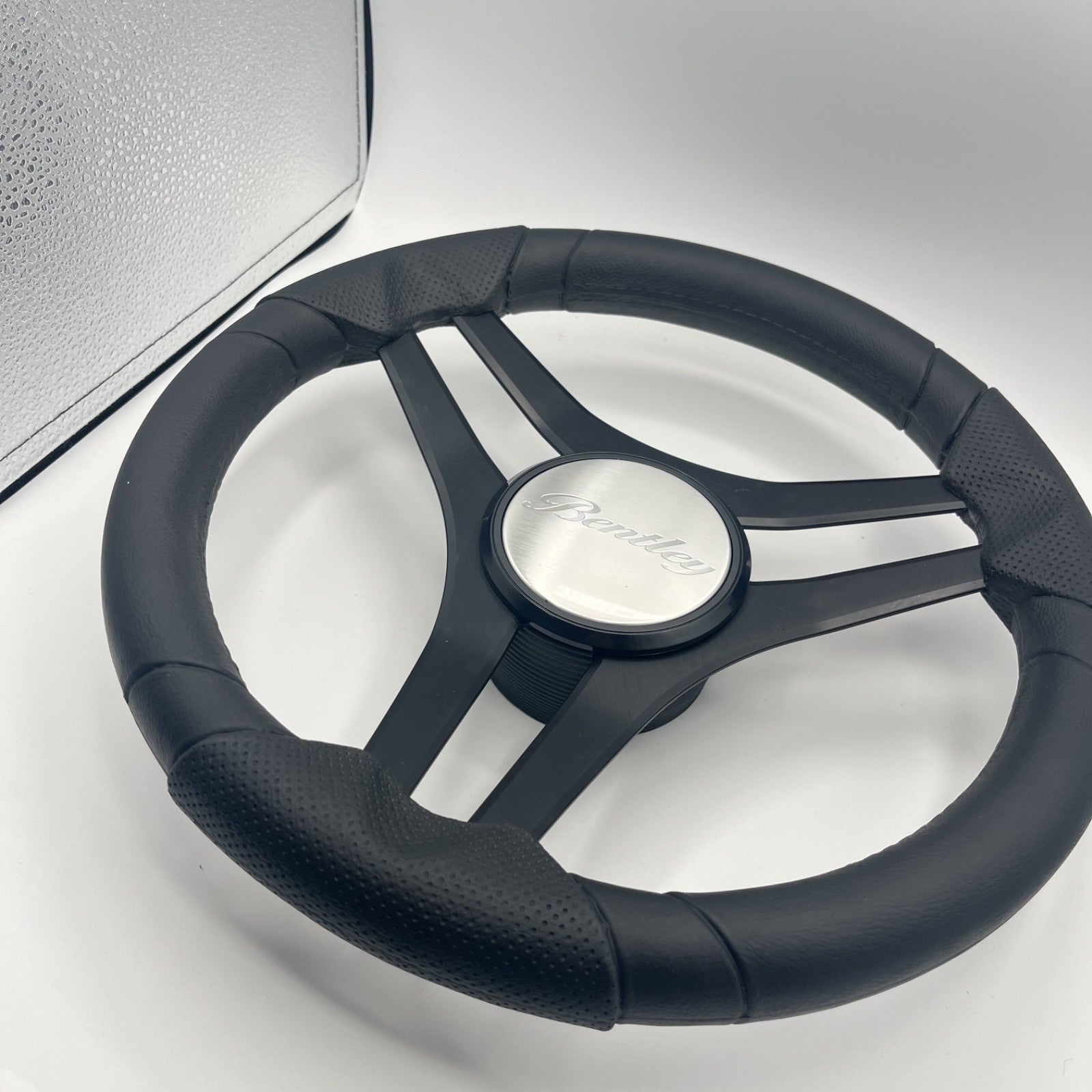 Molinara Marine Steering Wheel Black Brushed Alum Spokes | Bentley Boats