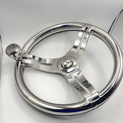 Cimbro Salt Water Boat Steering Wheel+Knob Polished Stainless Steel | Gussi