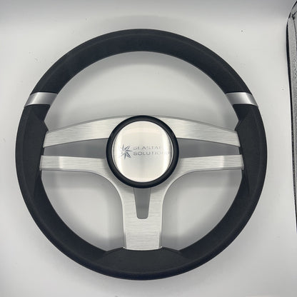 Badia Boat Steering Wheel Brushed Aluminum Spokes | Seastar Solutions