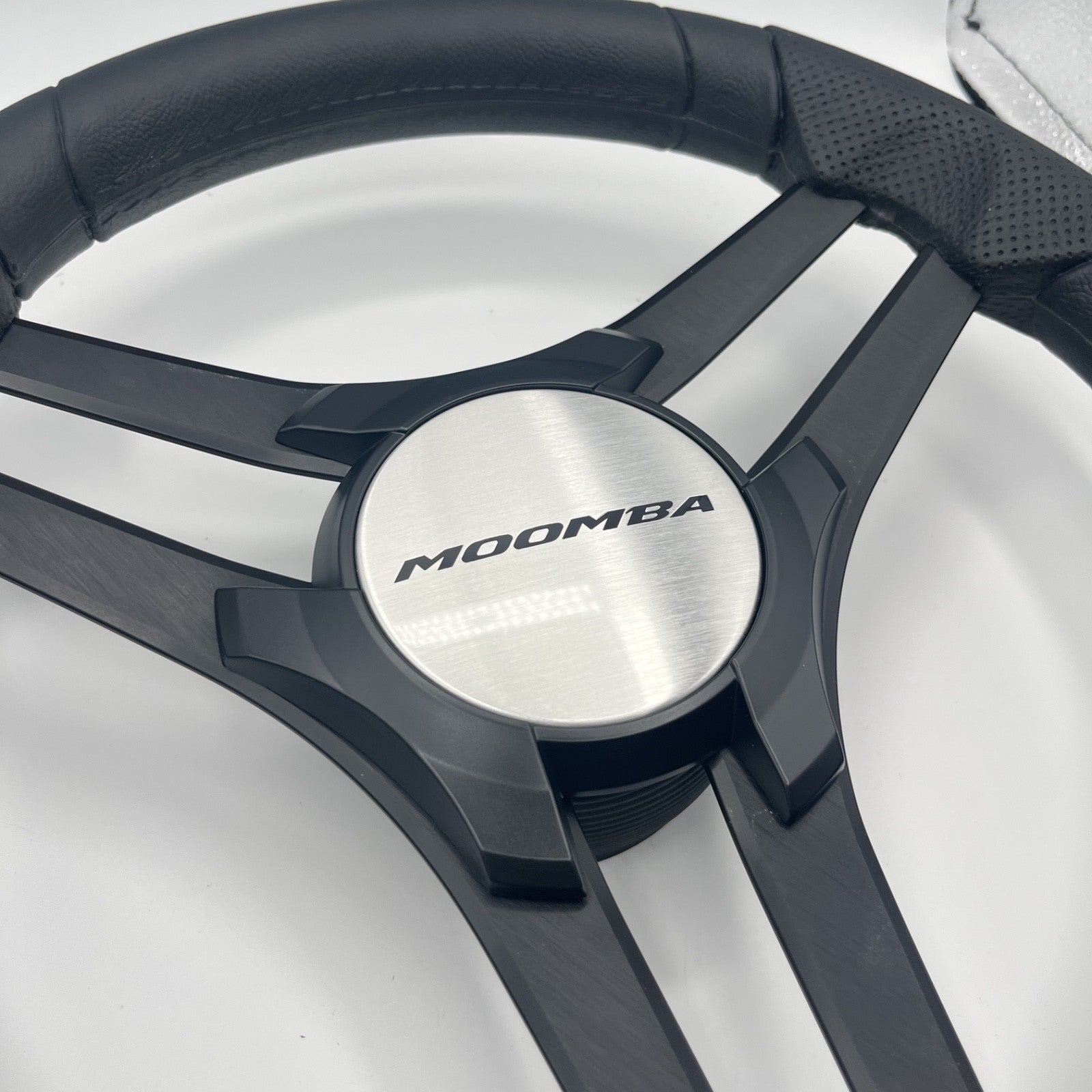 Molinara Marine Steering Wheel Black Brushed Alum Spokes | Moomba