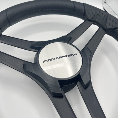 Molinara Marine Steering Wheel Black Brushed Alum Spokes | Moomba