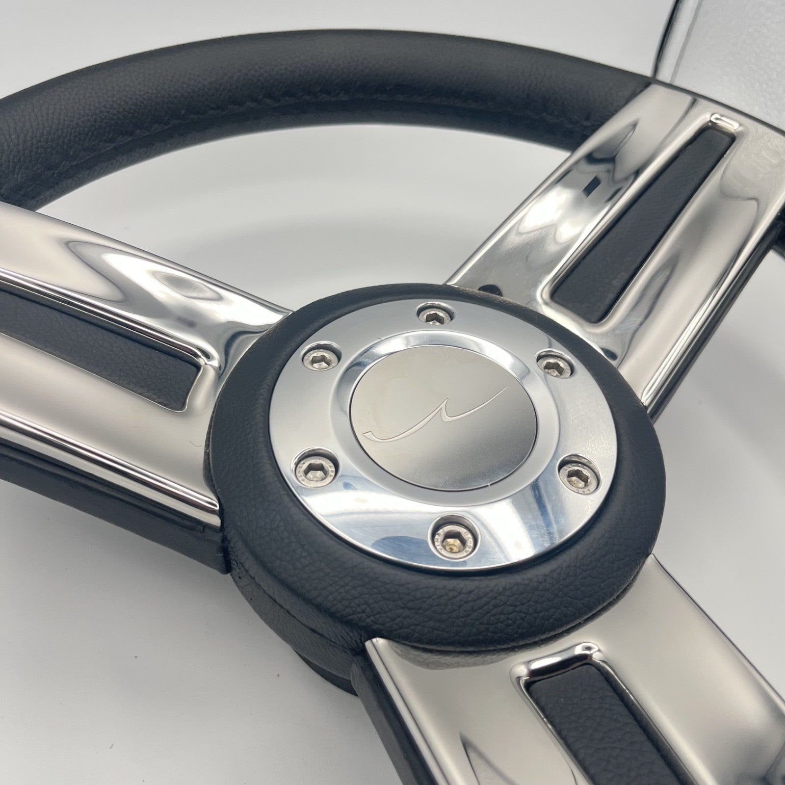 Gussi Italia Marine Steering Wheel Stainless Spoke Soft Touch Rim | Blue Wave