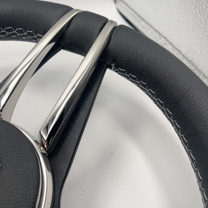 Cobalt Boat Steering Wheel Stainless Steel Spoke Leather Rim | Cobalt Boats Logo