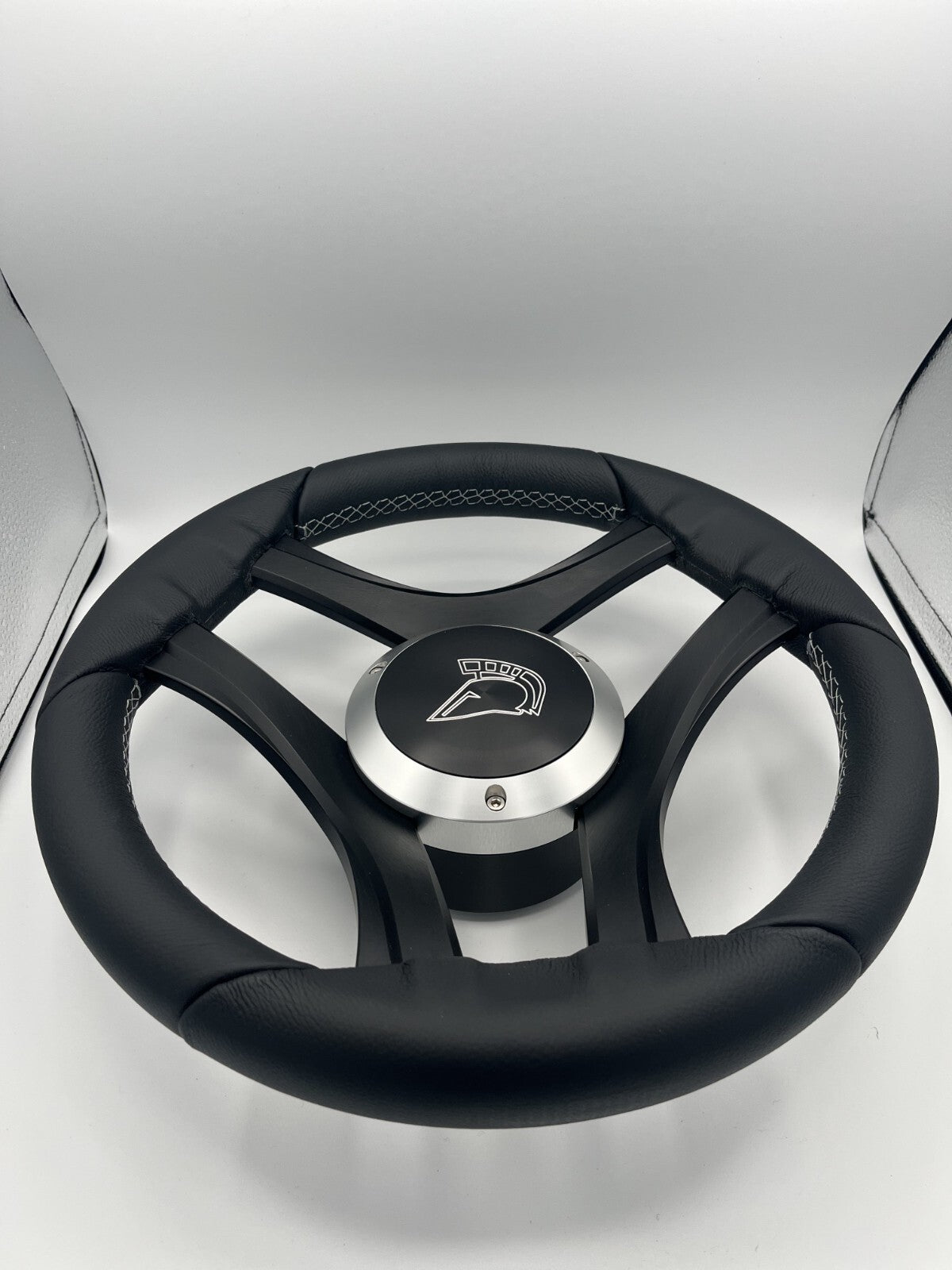Durello Marine Steering Wheel, Black Leather Rim