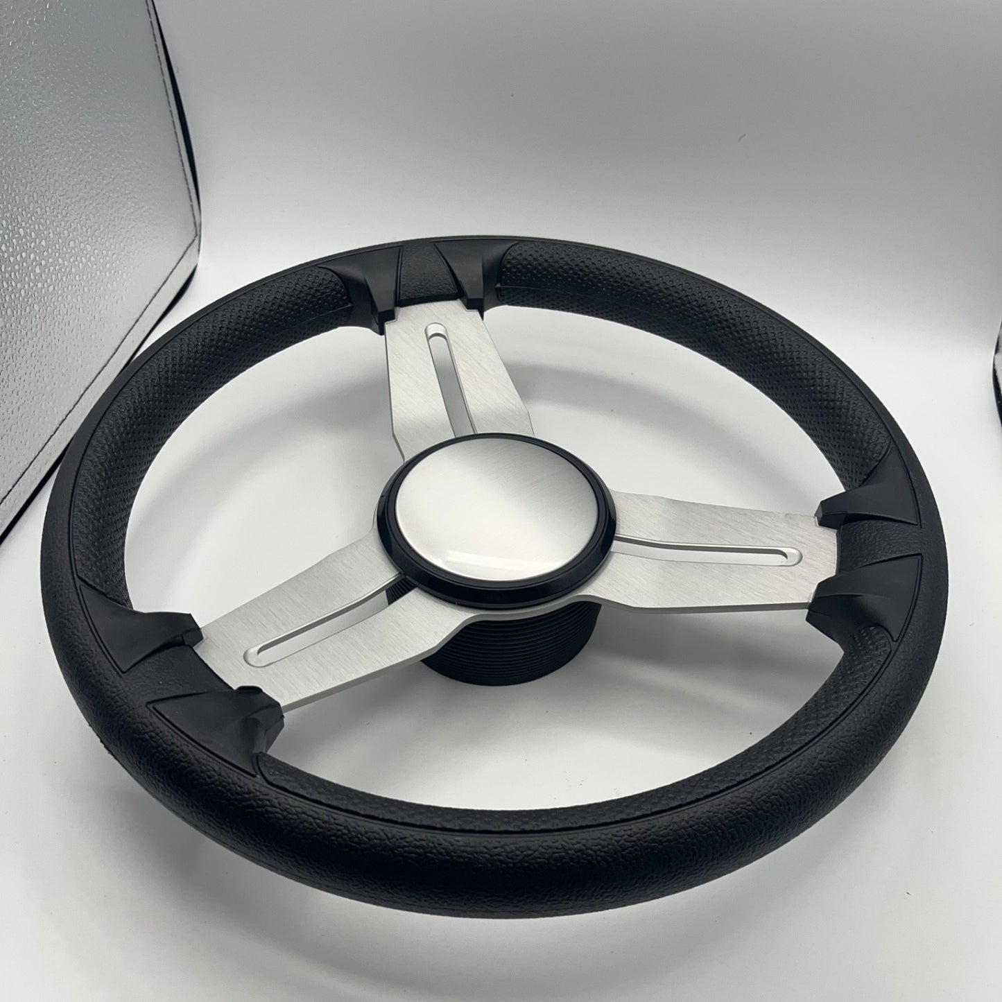 Model 15A Marine Steering Wheel Brushed Aluminum Spokes | Blank Cap