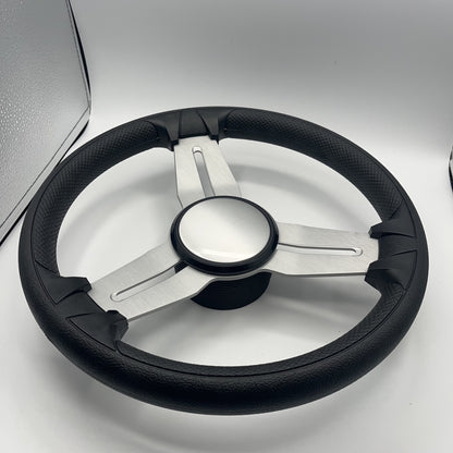 Model 15A Marine Steering Wheel Brushed Aluminum Spokes | Blank Cap