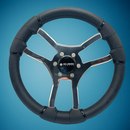 Malera Boat Steering Wheel Chrome Spokes | Snap in Stainless Gussi Cap