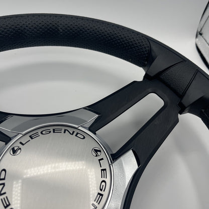 Gussi Italia Marine Steering Wheel Black Brush Metal Spokes | Legend