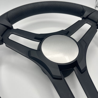 Gussi Italia Marine Steering Wheel Black Brush Metal Spokes | Plain