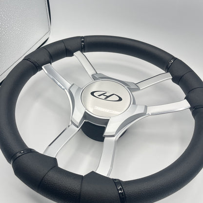 Malera Boat Steering Wheel Chrome Spokes | Harris Kayot Gray Star