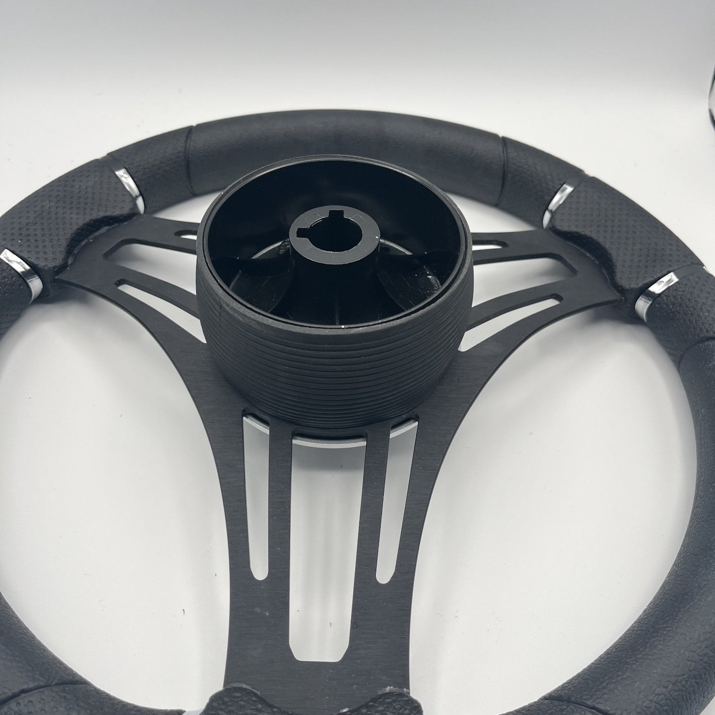 Gussi Italia Boat Steering Wheel Black Brushed Alum Spokes | Black Dome