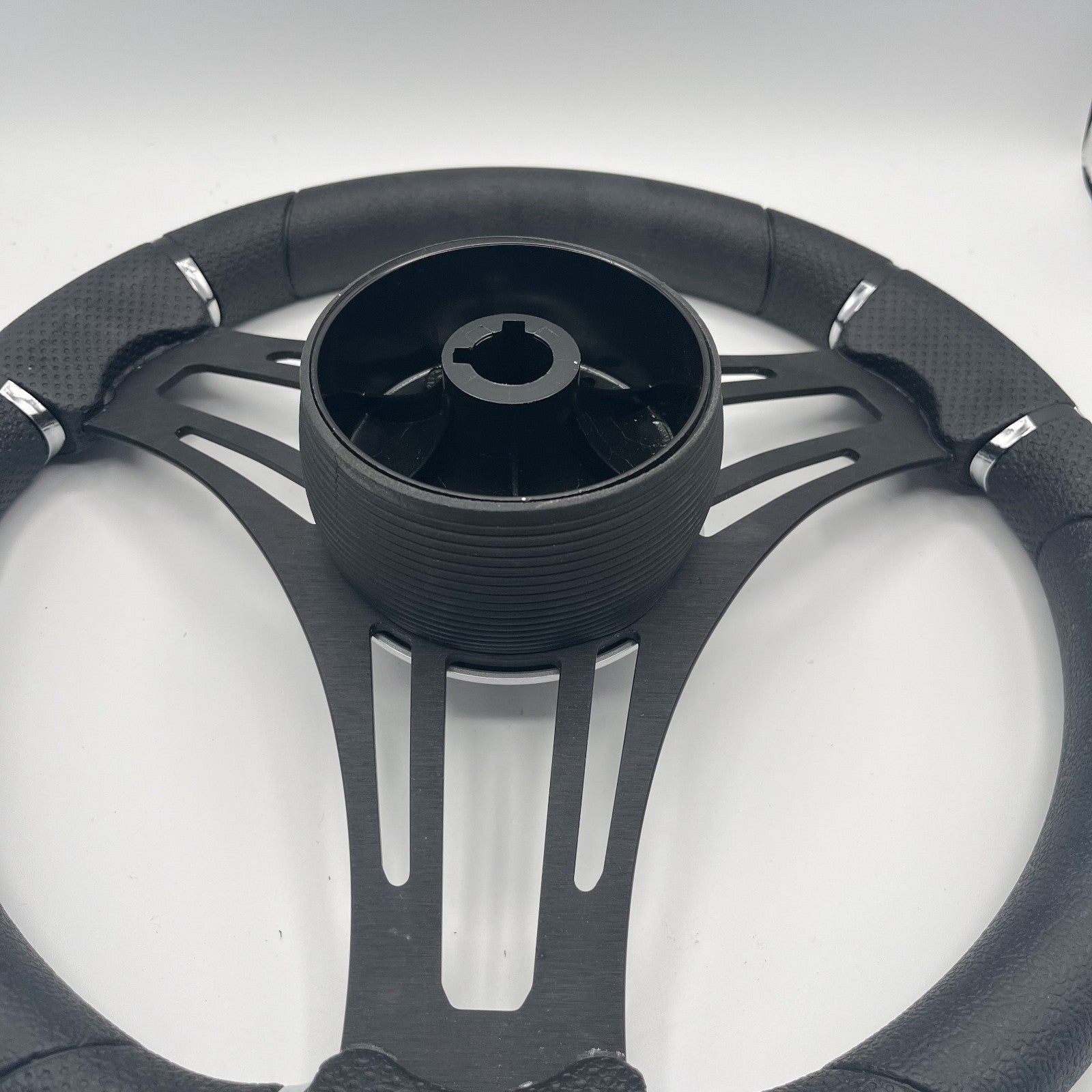 Gussi Italia Boat Steering Wheel Black Brushed Alum Spokes | Black Dome