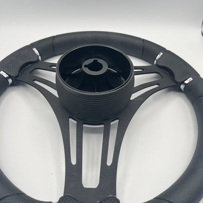 Gussi Italia Boat Steering Wheel Black Brushed Alum Spokes | Black Dome