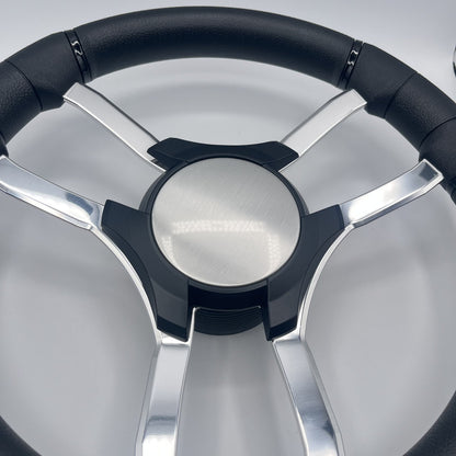 Malera Boat Steering Wheel Chrome Spokes | Blank Black Star