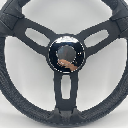 Gussi Italia Model 15 Steering Wheel Blk Brushed Alum Spokes | Chrome Center