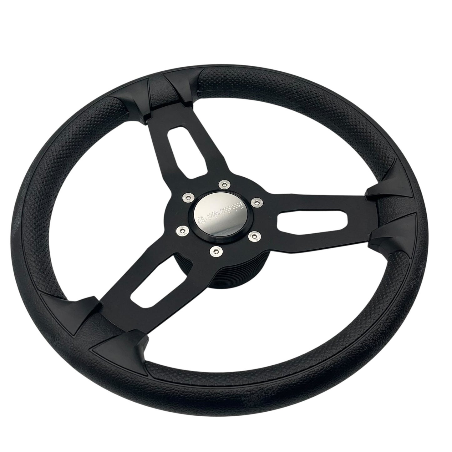 Model 15 Marine Steering Wheel Black Brushed Aluminum Spokes | Gussi Italia