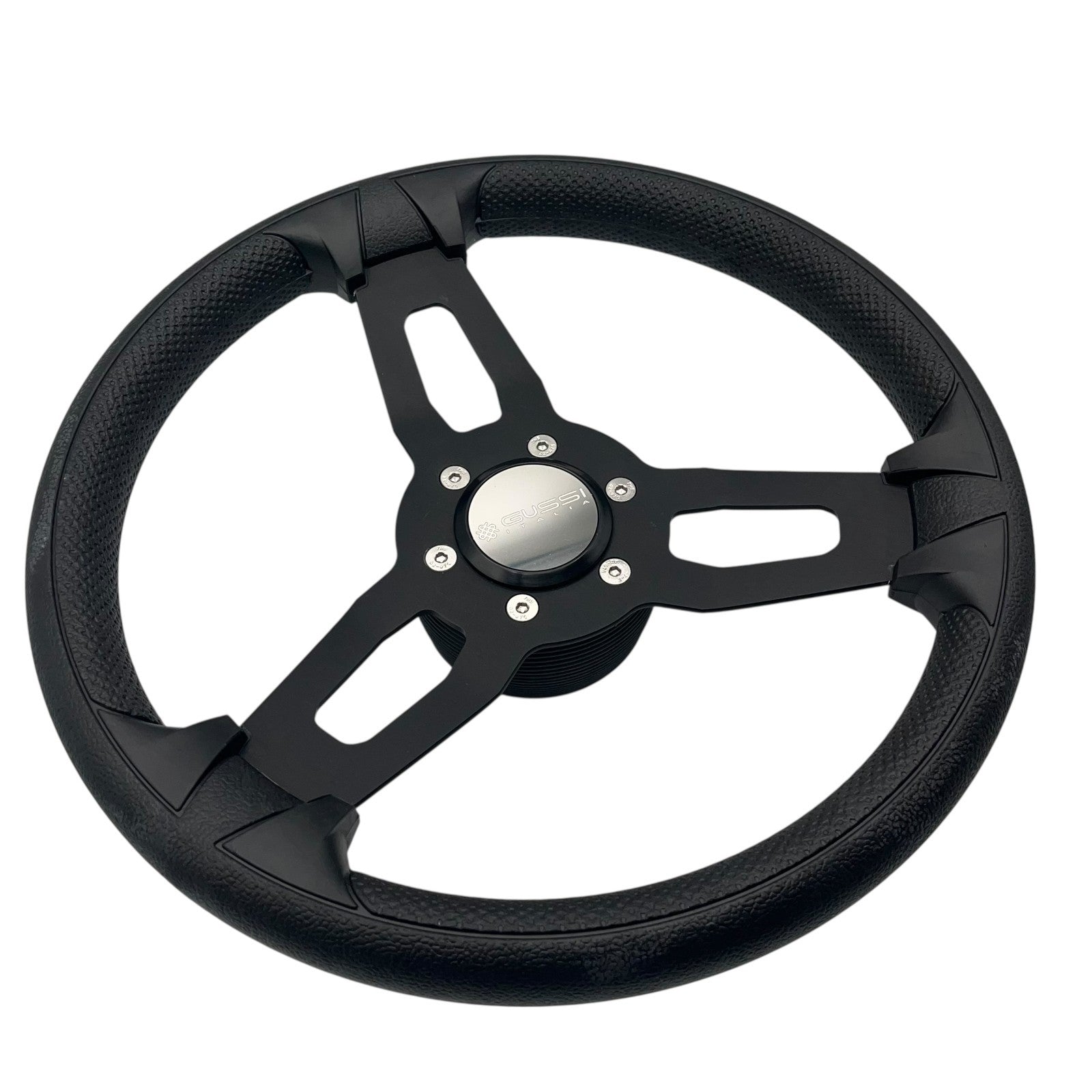 Model 15 Marine Steering Wheel Black Brushed Aluminum Spokes | Gussi Italia